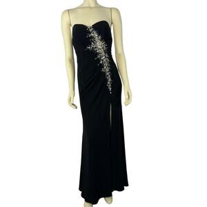 Xcite Black Strapless ruched sequined prom dress sexy lpw back size 4